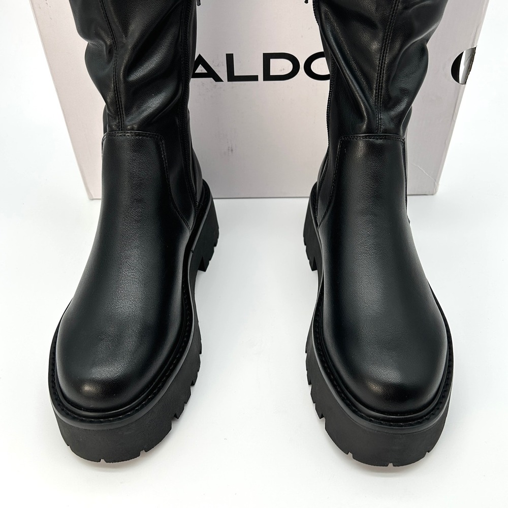 Platform Knee High Boots ALDO Carelden Womens Size 9 Black Stretch Shaft NEW - Picture 3 of 8